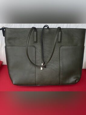 Structured Olive Green Tote Bag